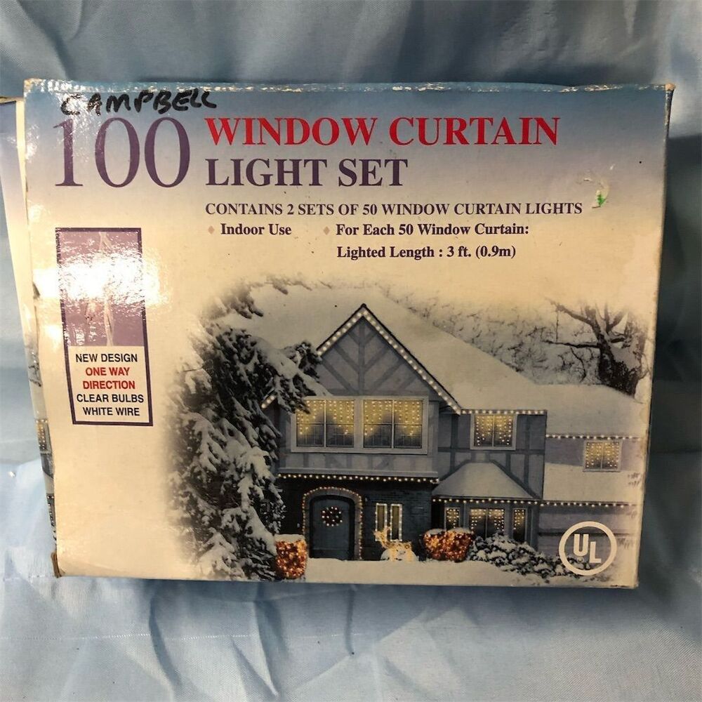 Holiday Time White Window‎ Curtain Lights 100 Count Clear Incandescent